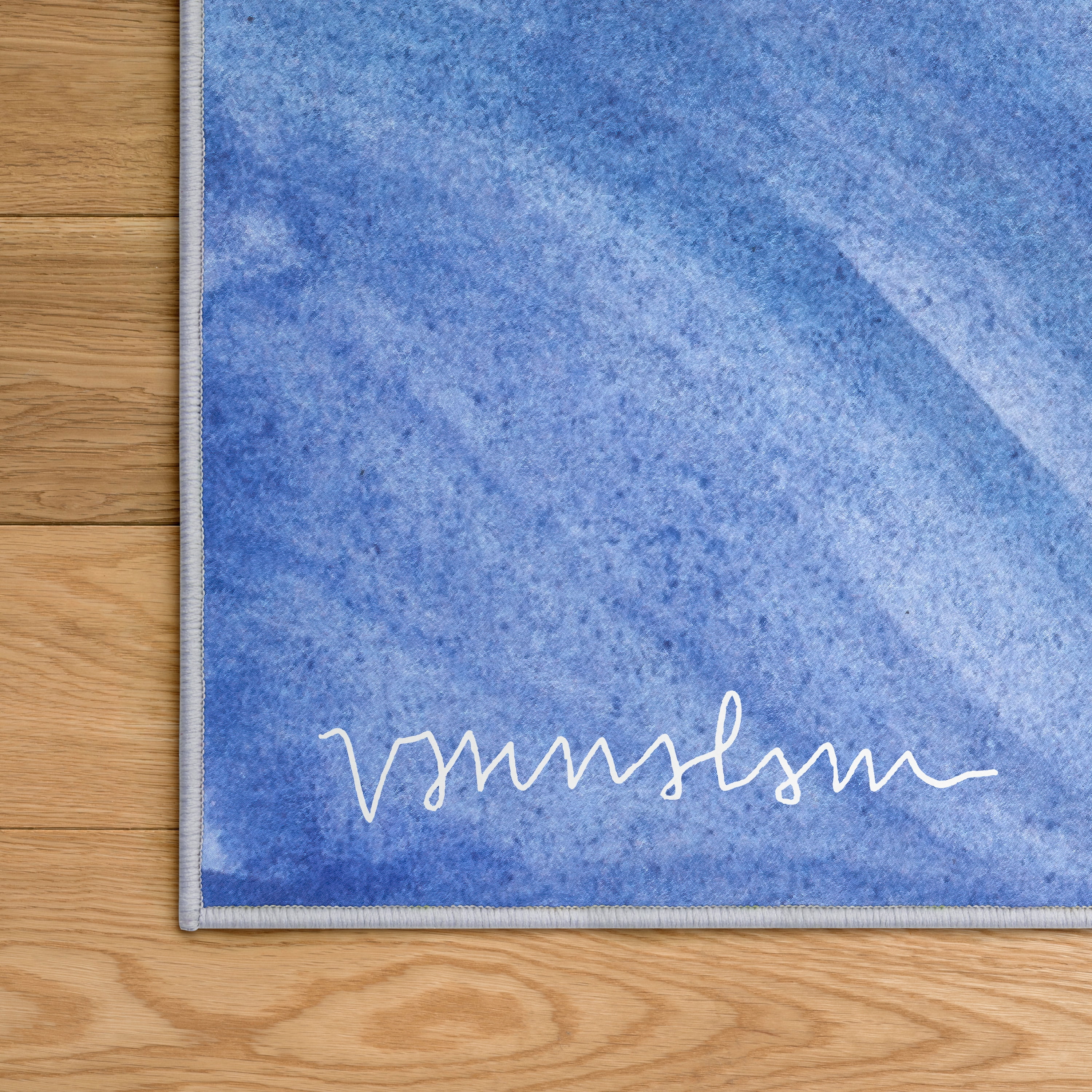 Teeming II Washable Abstract Blue Art Area Rug size 8'x10', Power-loomed, Heavenly Softness with Non-Slipping Backing