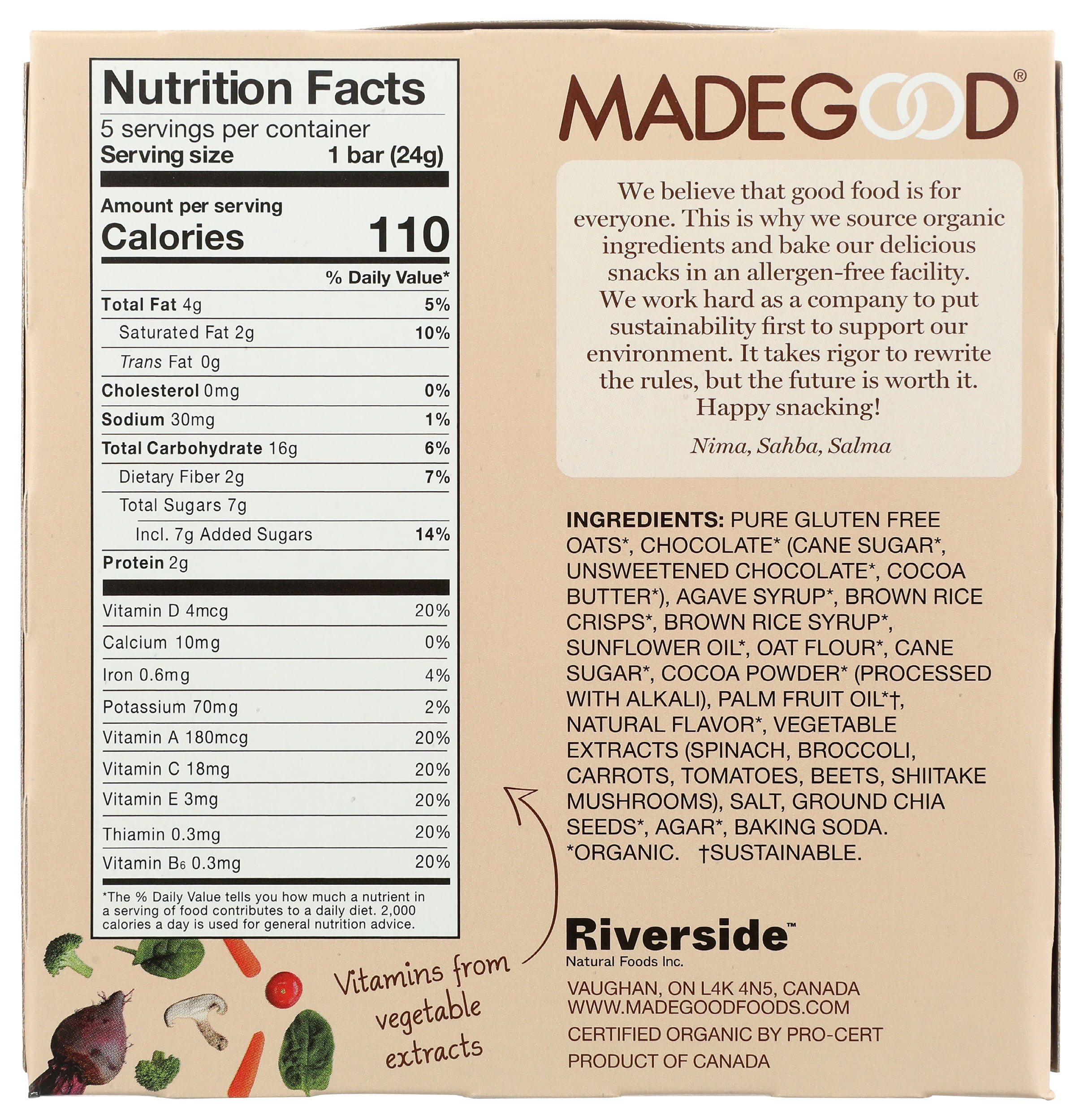 Pack of 6, Madegood Chocolate Drizzled Granola Bars, 4.2 oz