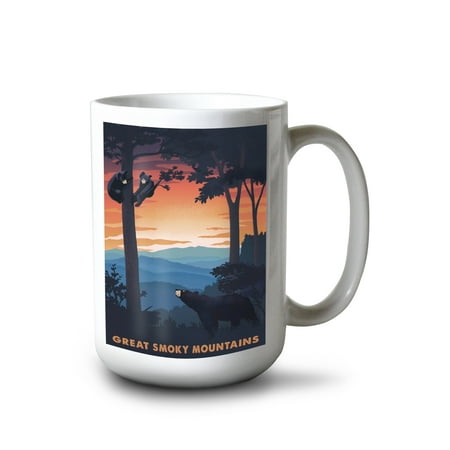 

Lantern Press 15 fl oz Ceramic Mug Great Smoky Mountains Life Begins Dishwasher & Microwave Safe