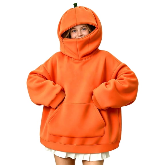 Halloween Hoodies, Oversized Pumpkin Pullover Hooded Sweatshirt for 5 Years, #01_Pattern