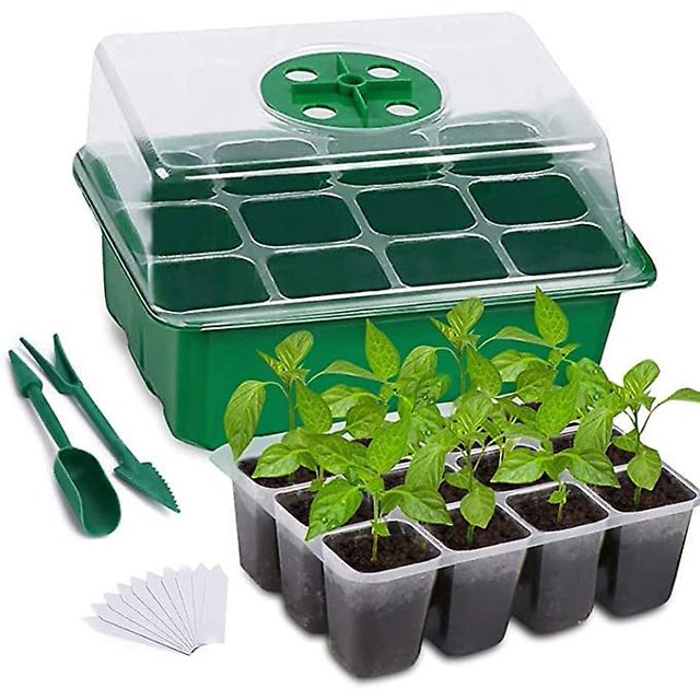 5 paquetes de bandeja de inicio de semillas Kit de inicio de semillas con domo de humedad Bandejas de inicio de plántulas de plantas Kit de estación de germinación de semillas de invernadero inte
