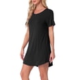 thumbnail image 4 of Camisón de mujer INSPIRE CHIC, vestido de camiseta, colorido, a rayas, con mangas cortas, camisón de noche, talla 2XL, negro, 4 of 6