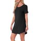 thumbnail image 4 of Camisón de mujer INSPIRE CHIC, vestido de camiseta, colorido, a rayas, con mangas cortas, camisón de noche, talla 2XL, negro, 4 of 6