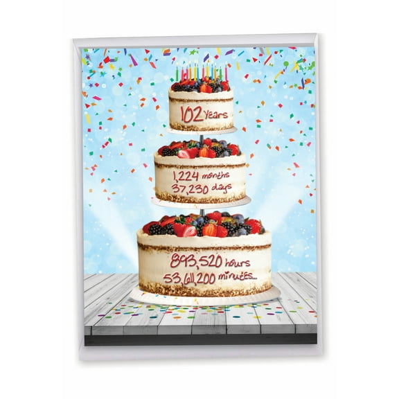 NobleWorks Oversize Funny 102th Milestone Birthday Greeting Card 8.5 x 11 Inch with Envelope (1 Pack) Oversize Jumbo 102 Year Time Count J2775MBG