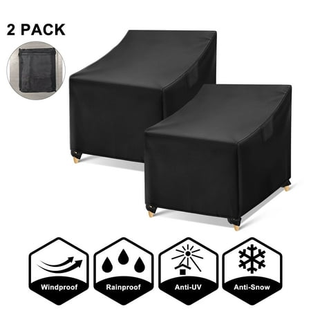 PUCACHI Outdoor Furniture Covers Waterproof, 2 Pack Patio Furniture Covers with Windproof Buckle Strap and Adjustable Drawstring, 38"×31"×29", Black