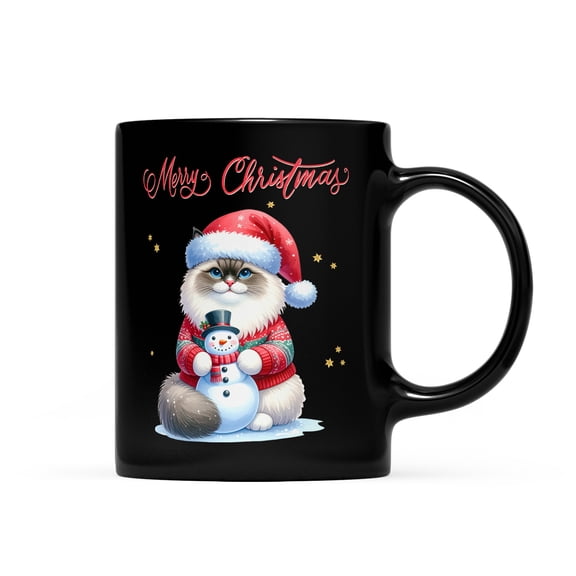 Merry Christmas Meowy Catmas Xmas Noel Ragdoll Santa Snowman Mug Cat Lover Kitten Owner Gifts Idea Coffee Tea Cup - 13016