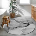 thumbnail image 3 of Gray Abstract 3FT Round Area Rugs for Living Room Silver Marble Ripples Clouds Luxury Fluid Art Ultra-Thin Non-Slip Round Rugs Machine Washable Low Pile Circle Carpet for Bedroom Kitchen Nursery, 3 of 9