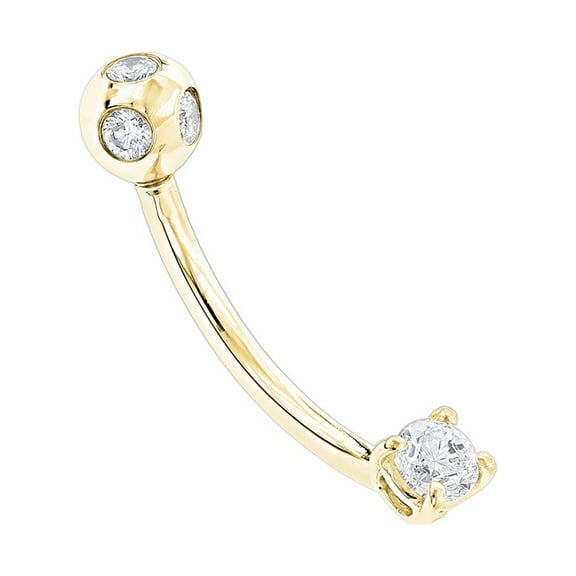 Ladies 14k Belly Ring With Natural 0.3 Ctw Diamonds For Her (Yellow Gold)