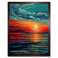 thumbnail image 1 of Seascape Scarlet Sunrise Fiery Horizon Clouds Art Print Framed Poster Wall Decor 12x16 inch, 1 of 5