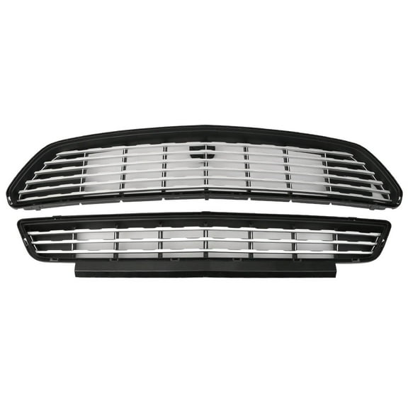 Ikon Motorsports Grille - Fits 15-17 Mustang GT/CS CA Special Front Upper Lower Grill Set Black Silver