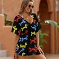 thumbnail image 3 of Red Yellow Blue Balloon Dogs, Black Background Cover Ups Dresses Women Summer Dress Vintage, 3 of 6