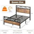 thumbnail image 2 of 4 EVER WINNER Queen Size Metal Platform Bed Frame, 51.2" Tall Headboard, Industrial Style Headboard and Footboard, Under Bed Storage, Heavy Duty Metal Slats & Noise Free, Rustic Brown, 2 of 7
