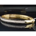 thumbnail image 4 of Black Diamond Bangle Ladies 14K Yellow Gold Round Pave Bracelet 1.42 Tcw., 4 of 8