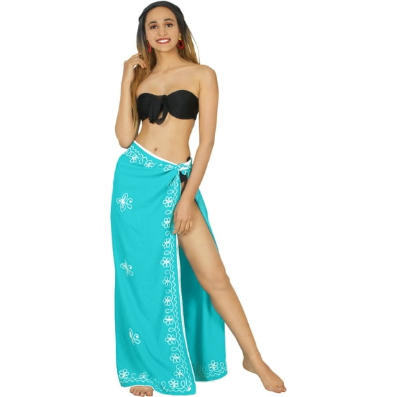 HAPPY BAY Women's Bikini Beach Wrap Swimwear Swim Cover up Summer Wraps Swimsuit Beachwear Sarong Coverups Skirts for Women One Size Lapis, Floral