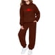 thumbnail image 1 of Conjunto de sudadera con capucha de manga larga para niños con estampado en forma de corazón y pantalones deportivos con lazo en las piernas, conjunto deportivo informal de dos piezas para niños, poli, 1 of 5