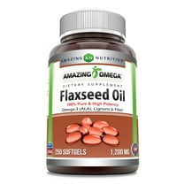 Amazing Omega Flaxseed Oil 3600mg Per Serving 250 Softgel Supplement | Omega 3, Lignans & Fiber | Excellent source of Omega 3s | Non-GMO | Gluten Free | Made in USA