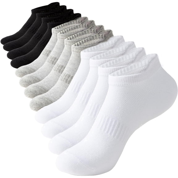 TieaTize 6 Pairs Ankle Socks for Men, Athletic Running Socks Cotton Breathable Stretchy, Anti-blister Thick Cushioned Wicking Odor Resist Sports Socks with Tab