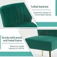 thumbnail image 3 of DRKAT Velvet Accent Chair Modern Comfy Chair with Gold Metal Legs, Upholstered Armless Wingback Chair, Tufted Side Chair, Mid Century Vanity Chair for Living Room, Bedroom, Green, 3 of 7