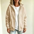 thumbnail image 4 of Edvintorg Women's Jackets Loose Zip up Long Sleeve Coat Fall Winter Casual Hooded Outerwear with Pocket Women's Clothes S-2XL Beige, 4 of 7