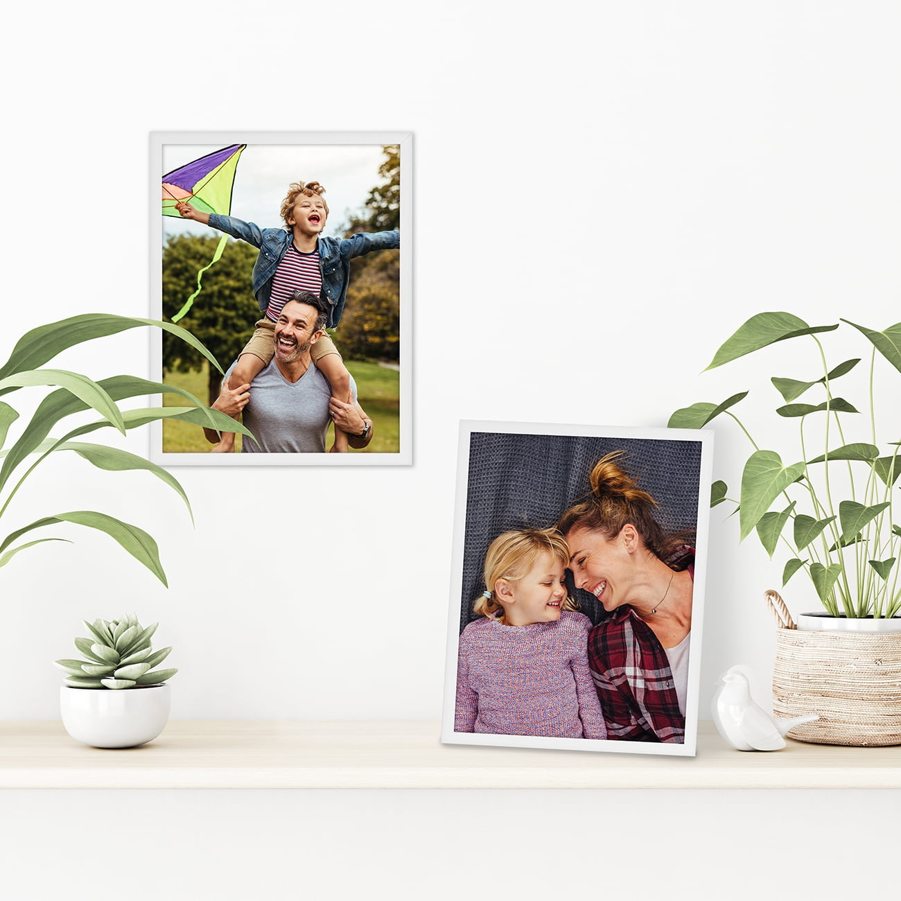 Americanflat 8.5x11 Picture Frame, Plastic and shatter-resistant glass, portrait and landscape display, White