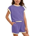 thumbnail image 5 of Bigetiay Girls Summer Clothes 2 Piece Fashion Active Breathable Crew Neck T-Shirt and Shorts Set Size 13-14 Years Girls Clothes, 5 of 5