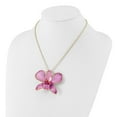 thumbnail image 4 of Other Metal Necklace with Pendants Chain 24K Gold-trim Lacquer Dipped Hot Lavender Real Dendrobium Orchid 20 inch Gold-tone mm, 4 of 6