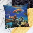 thumbnail image 2 of BANET  Nautical Throw Pillow Cushion Cover, Underwater Maritime Life Scenery with Exotic Fish Reefs in The Ocean Caribbean Image, Decorative Square Accent Pillow Case 24x24in, 2 of 5