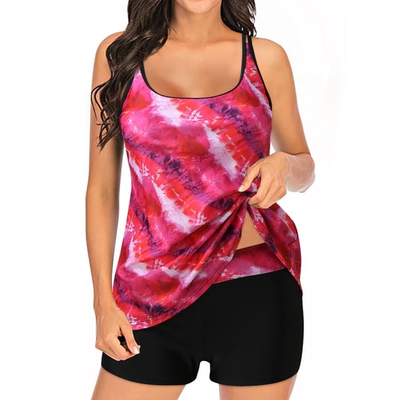 gakvov Tankini Swimsuits for Women Print Two Piece Bathing Suits Tank Swimwear with Boy Shorts