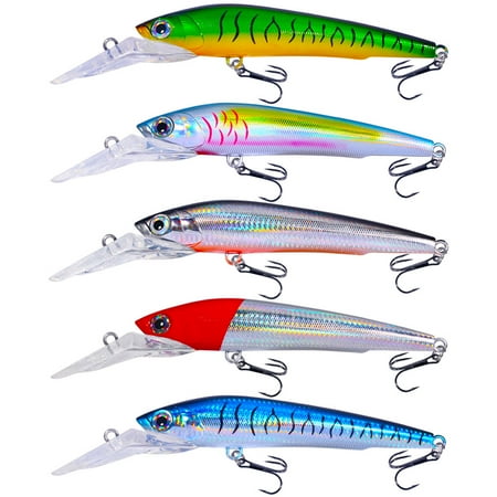 HENGJIA Fishing Lures Jerkbait for Bass Fishing Minnow Lure Set Large Fishing Plugs Sinking Hard Baits Long-Distance Casting Swimbaits for Trout Bass Perch Fishing 5pcs