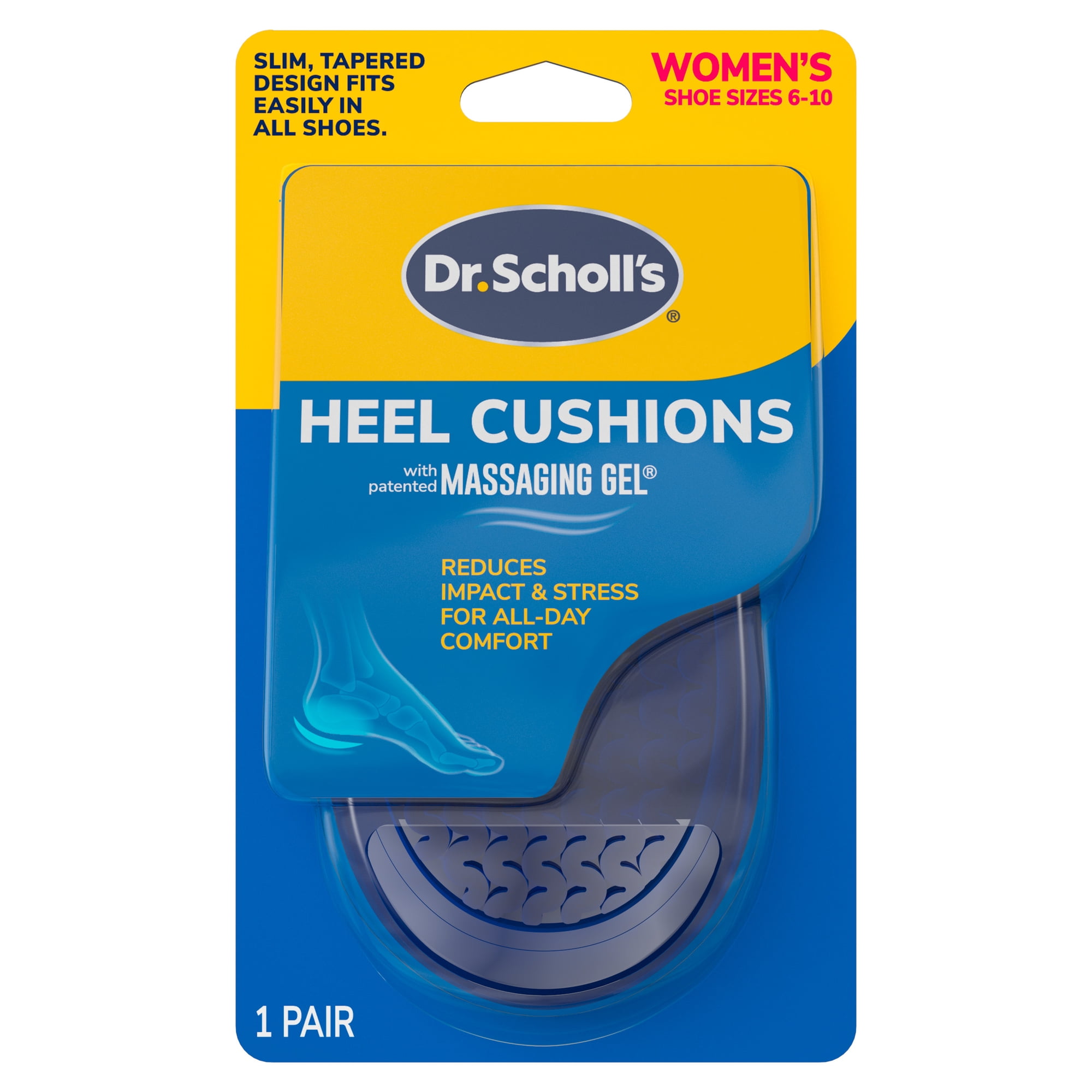 Dr. Scholl's Massaging Gel Advanced Heel Cushions for Women (6-10) Inserts Relieve Heel Discomfort