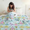 thumbnail image 3 of Princess and Unicorn Blue Pattern Soft Sherpa Fleece Throw Blanket, Warm Cozy Plush Blanket for Sofa Bed Couch, All Season, 60"x80", 3 of 5