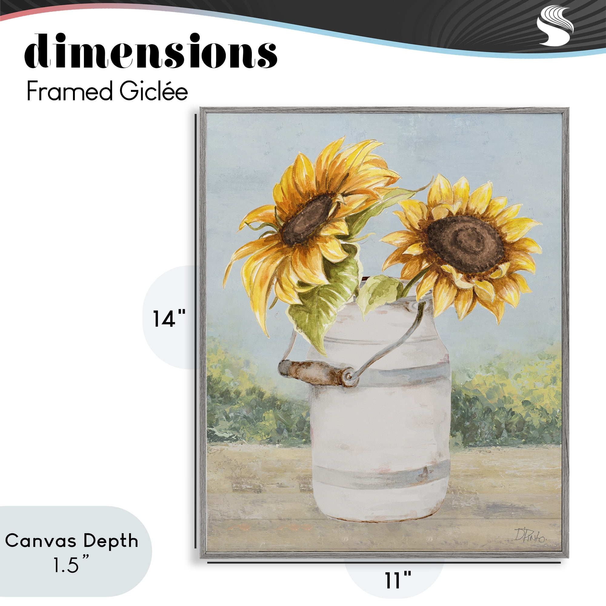 Stupell Industries Sunflower Pitcher in Country Gray Framed Giclee Art, design by Patricia Pinto