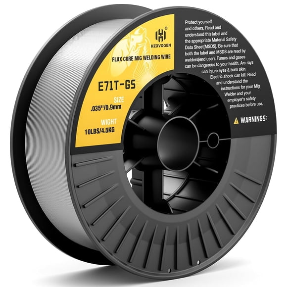 H HZXVOGEN E71T-GS Flux Core Welding Wire .035 Inch - Low Splatter Gasless Mild Carbon Steel MIG Welding Wire, 10 Lb Spool, 1 Pack