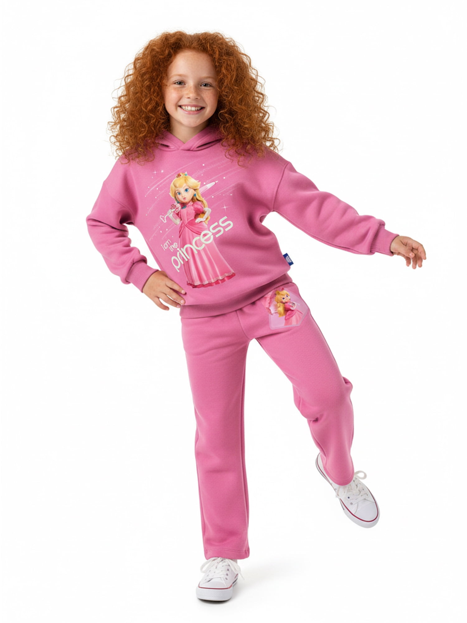 Super Mario Bros. Girls' & Big Girls' Graphic Sweatpants, Peach, Sizes 4-16