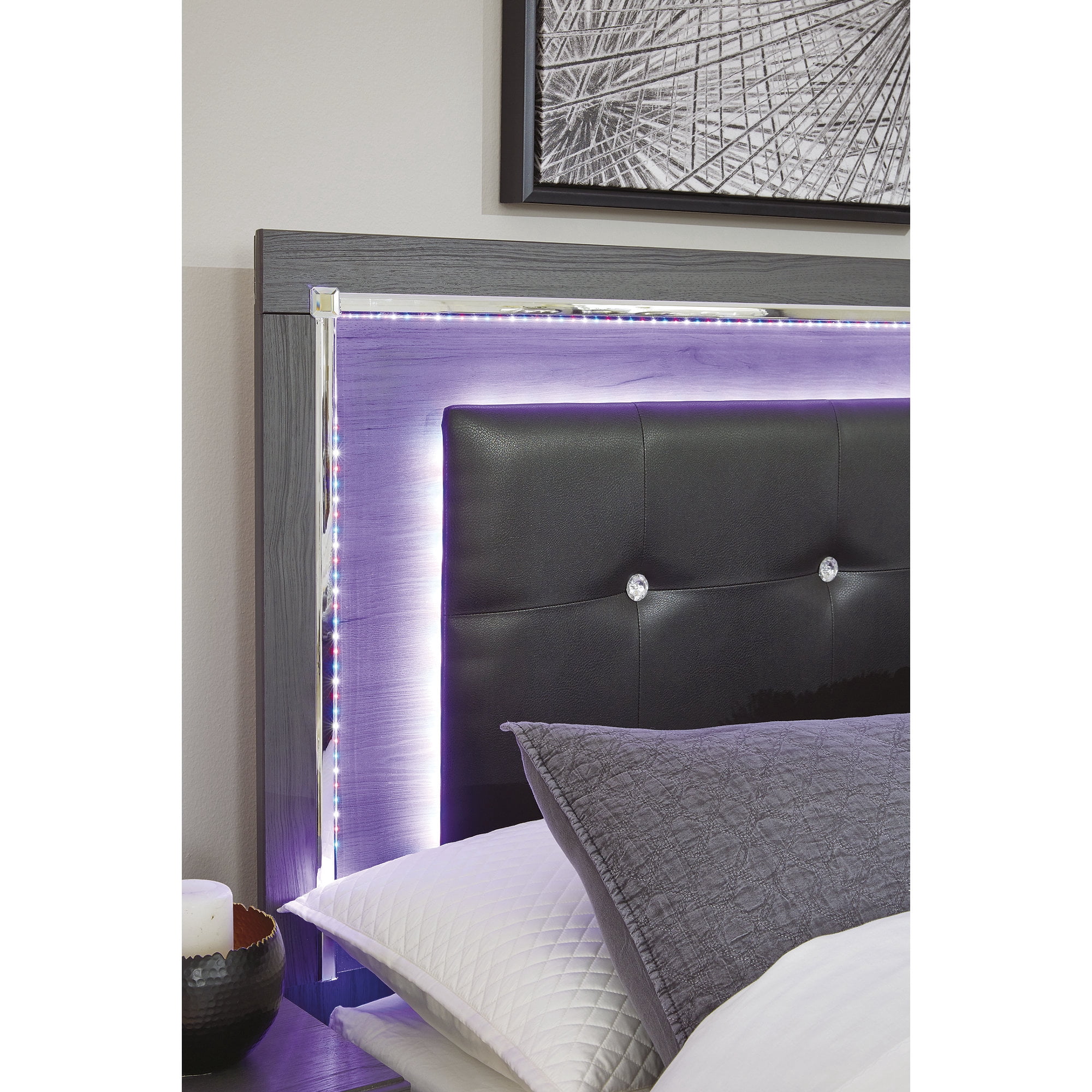 Signature Design by Ashley Lodanna Queen Upholstered Panel Headboard Gray (Headboard Only)