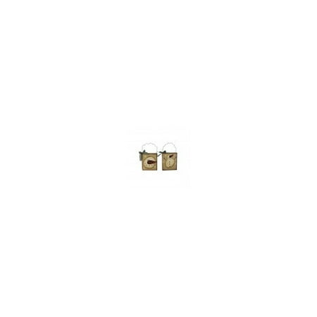 Craft Outlet 2 Piece Board Joy / Merry Xmas Bag Orn Set