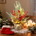 thumbnail image 5 of 12-inch Lighted Tabletop Christmas Tree | Mini Artificial Holiday Tree with Red Berries & Pine Cones | Burlap Sack Base for Home, Office, or Desk Decor, 5 of 6
