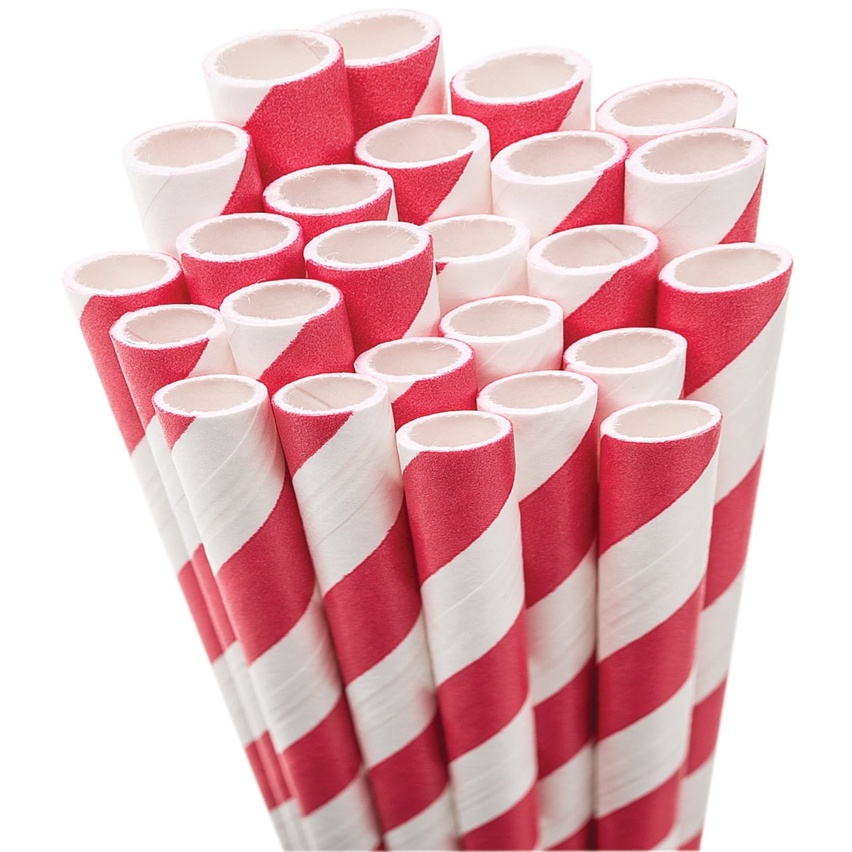 Jumbo Straw Unwrapped 7.75" 50 Pkg Red White Striped Straw Red