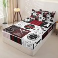 thumbnail image 3 of Homewish Baseball Patchwork Zipper Full Size Comforter Sets with Fitted Sheet and 2 Pillowcases, Red Buffalo Zipper Bedding Set for Men and Women, Black Reversible, 4-Piece, 3 of 6