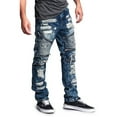 thumbnail image 4 of Victorious Men's Distressed Wash Slim Fit Moto Pants Biker Jeans - Dark Indigo - 34/30, 4 of 4