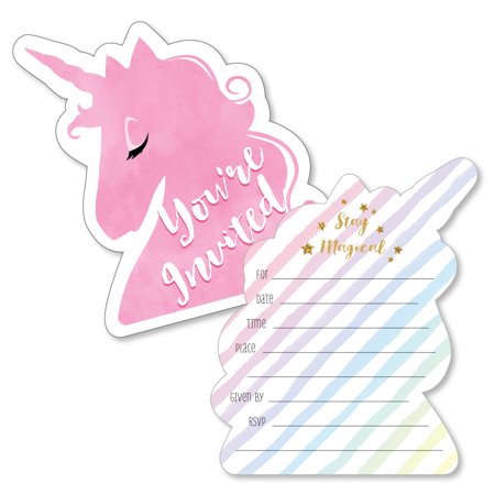rainbow unicorn shaped fill in magical unicorn baby shower or