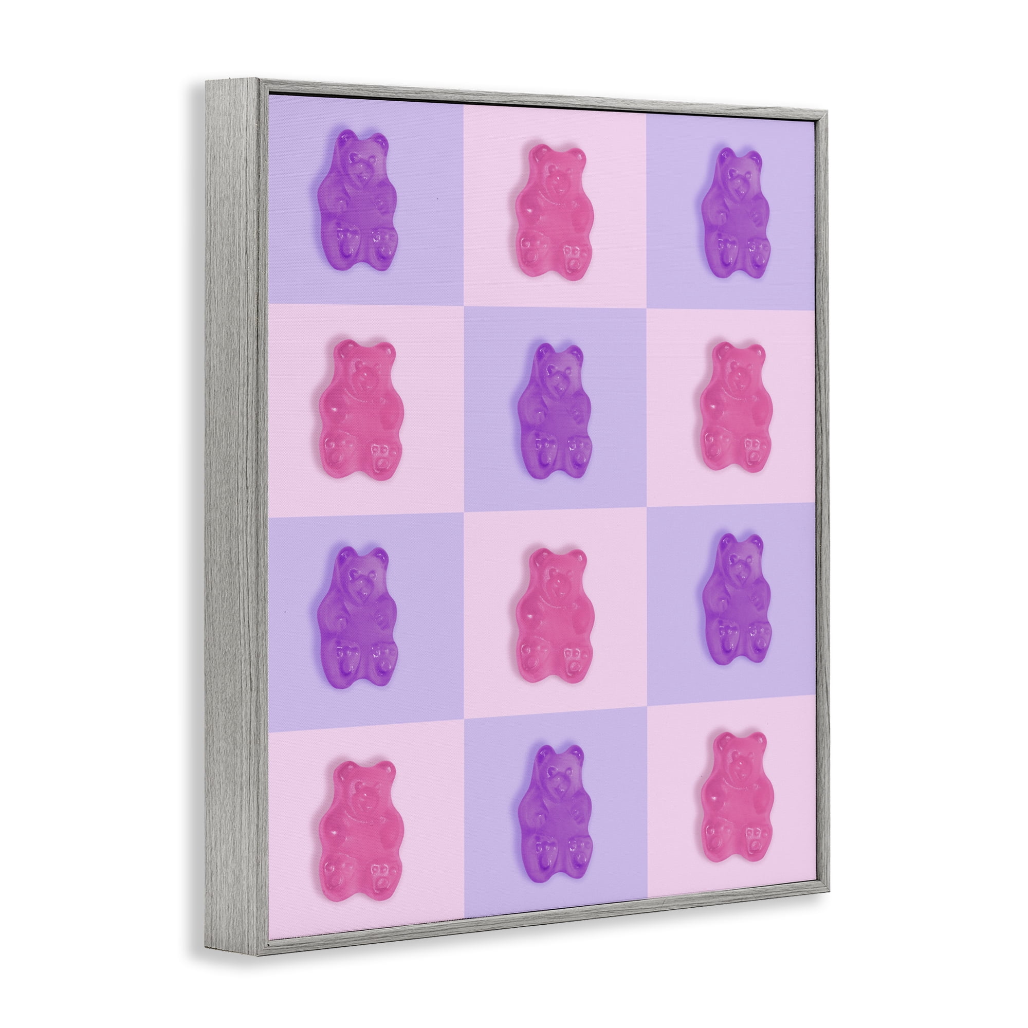 Stupell Industries Pink & Lilac Candy Bears Gray Framed Giclee Art, design by LISH Creative