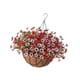 thumbnail image 5 of Cesta de flores artificiales, planta colgante falsa, decoración para colgar , maceta con cadena DIY para hogar, porche, balcón, exterior e Rojo Rosa, 5 of 8