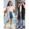thumbnail image 5 of Rggeeun Toddler Girls Blouses Boho Hollow Out Design Soft Breathable Knit Cardigan Large Flowy for Summer Outdoor Running Classic Tops,White,6-8 Years, 5 of 9