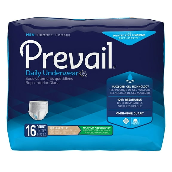 Prevail Daily Underwear Maximum Absorbent Underwear, Extra Large (BG/16)