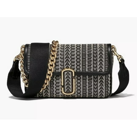 Marc Jacobs 'The Monogram J Marc' Shoulder Medium Bag Black , Beige 2 straps