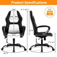 thumbnail image 5 of Massage Gaming Chair, High Back Office Chair Adjustable Gamer Chair Ergonomic Computer Chair with Lumbar Support Task Rolling Swivel Chair Game Chair for Adult &Teen(White), 5 of 8