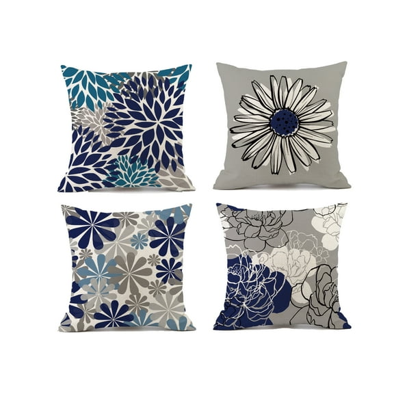 AUQ 4 Pcs Pillow Cover,Printed Pillow Covers 18*18 Inch,Modern and Linen Decorative Square Throw Pillow Cover for Comfort