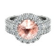 thumbnail image 4 of Morganite Wedding Ring Set 18K White Gold Halo Rings for Women 7.40 MM 5.15 Carat ( G , VS1 ), 4 of 5