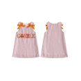 thumbnail image 2 of RUINIXCW Toddler Baby Girl Thanksgiving Tank Dress Outfit Infant Baby Girls Fall Winter Clothes Turkey Rolls Embroidery Sleeveless Striped Dress Overalls, 2 of 7